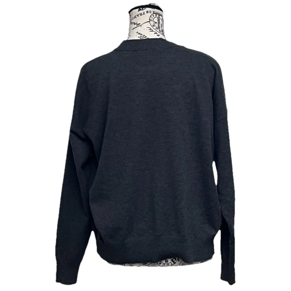 T Tahari Charcoal Gray Knit Sweater Womens Small Minimal Goth Grunge Moto Biker - Picture 5 of 10